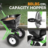 Walk-Behind Broadcast Spreader, 80LBS Capacity Fertilizer Spreader for Salt, Ice Melt, Grass Seed, Lawn and Garden Seeder