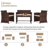 4 Pieces Outdoor Patio Furniture Sets Rattan Chair Patio Set Wicker Conversation Set Poolside Lawn Chairs Porch Poolside Balcony