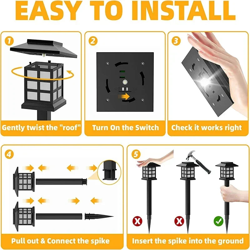 2/4/6/8/12Pcs Solar LED Pathway Lights Outdoor Waterproof Walkway Garden Decor Street Lamp for Landscape Yard Patio Driveway