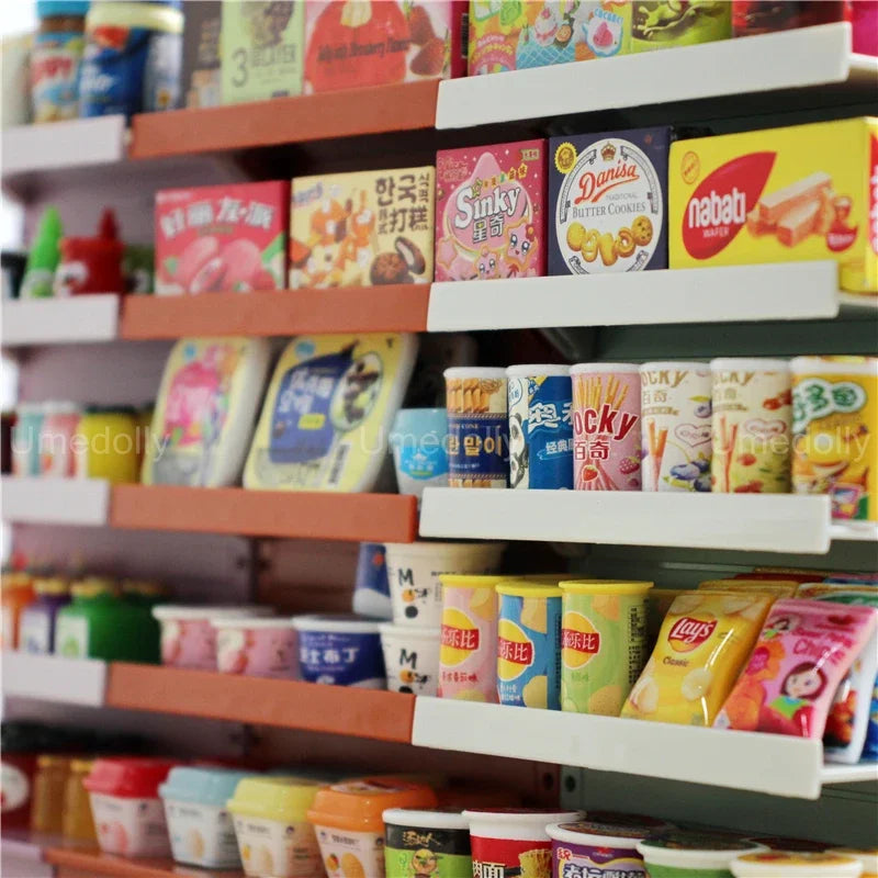 1/6 Scale Miniature Dollhouse Supermarket Store Food Mini Snacks Drinks for Doll Blyth BJD Accessories Toy