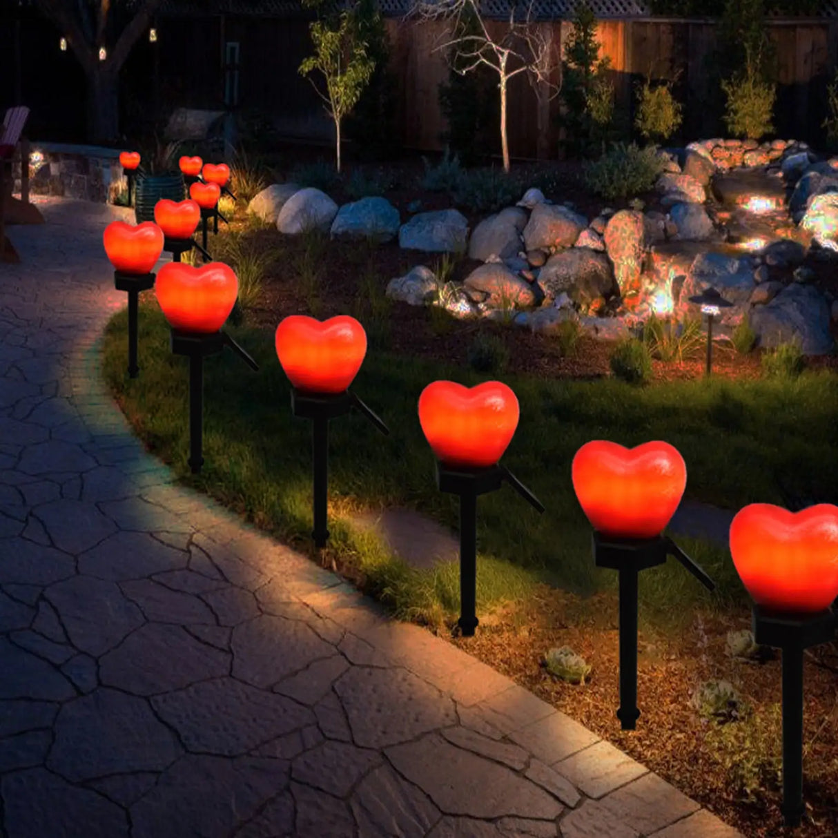 Solar Lights Outdoor Auto On/Off Heart-shaped LED Solar Garden Lights For Yard Decoration Waterproof Landscape Solar Lights