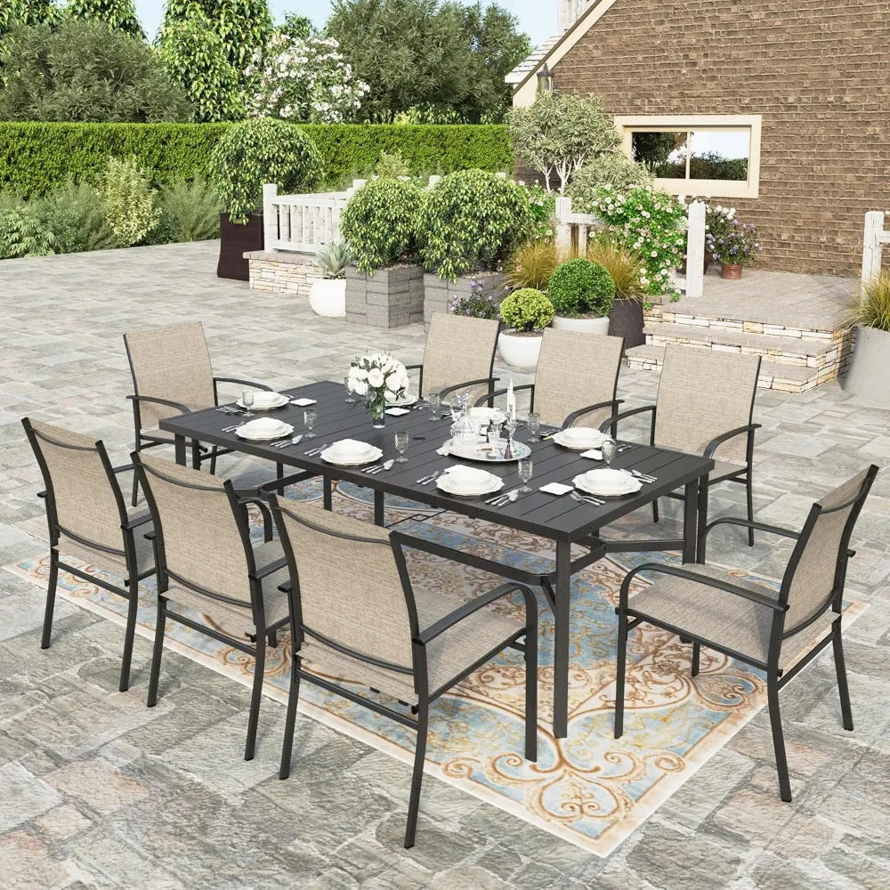 Patio Chairs and 1 x 83 Large Rectangle Dining Table, Outdoor Furniture Set for Deck Garden Backyard Lawn, Garden Sofas