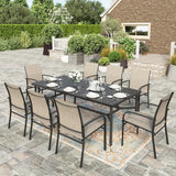 Patio Chairs and 1 x 83 Large Rectangle Dining Table, Outdoor Furniture Set for Deck Garden Backyard Lawn, Garden Sofas
