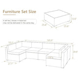 U-MAX Outdoor Sectional Furniture Chair Set with Cushions and Coffee Table,Patio PE Rattan Wicker Sofa, 7 Piece
