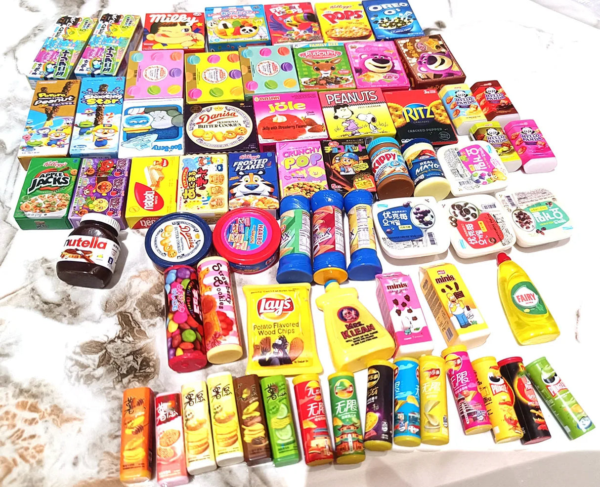 1/6Dollhouse Miniature Food Play Convenience Store Supermarket Mini Snack Cookies Potato Chips Chocolate Sauce Doll Accessories