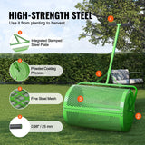 VEVOR Compost Spreader and Peat Moss Spreader 24 in Push/Tow-Behind Roller Lawn Spreader with Height Adjustable T Shaped Handle