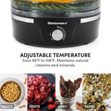 Unique features Food Dehydrator, 5 BPA-Free 11.4" Trays Adjustable Temperature Controls,Jerky,Herbs,Fruit,Veggies,Dried（EFD319）