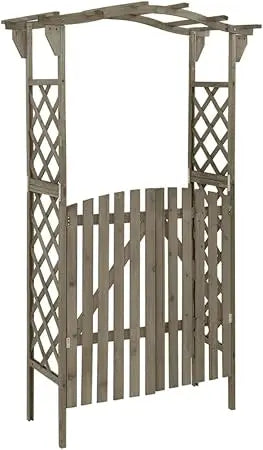 Wooden Arbor Arch with Gate | Wedding Arches Archway for Ceremony Party | Wood Garden Trellis Arbor for Outdoor Patio Bakcyard Y