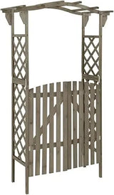 Wooden Arbor Arch with Gate | Wedding Arches Archway for Ceremony Party | Wood Garden Trellis Arbor for Outdoor Patio Bakcyard Y