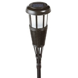 Solar Flickering LED Island Torches, Dusk-to-Dawn Dancing Flame Outdoor Landscape Lighting, Dark Chocolate Finish, 4-Pack