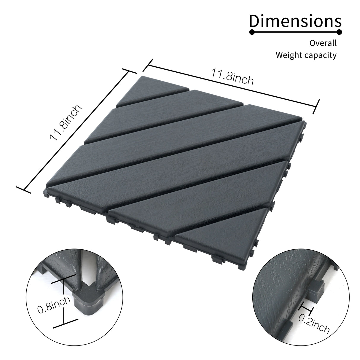 Plastic Interlocking Deck Tiles,44 Pack Patio Deck Tiles,12"x12" Square Waterproof Outdoor All Weather Use, Patio Decking Tiles