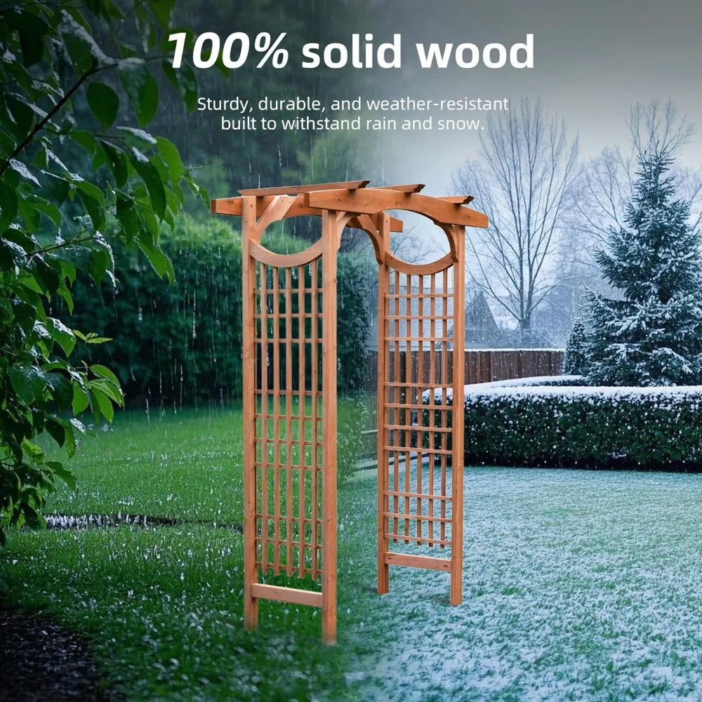 Wooden Garden Arch Premium Outdoor Trellis for Climbing Plants, 83.12”H×59”W×29.75’’D, Also can be Used for Wedding