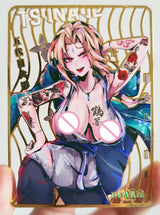 28PC/Set Anime Goddess Story DIY ACG Tsunade Albedo Kurumi Sexy Metal Card Collectible Cards Boys Play Toys Birthday Gifts