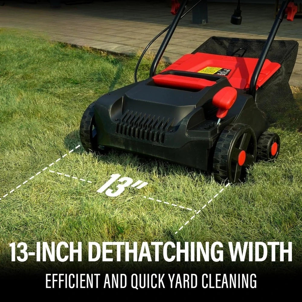 13-inch 13-Amp 2-in-1 Electric Dethatcher and Scarifier w/Removeable 4-Position Height Adjustment,Lawn dethatcher