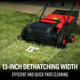 13-inch 13-Amp 2-in-1 Electric Dethatcher and Scarifier w/Removeable 4-Position Height Adjustment,Lawn dethatcher