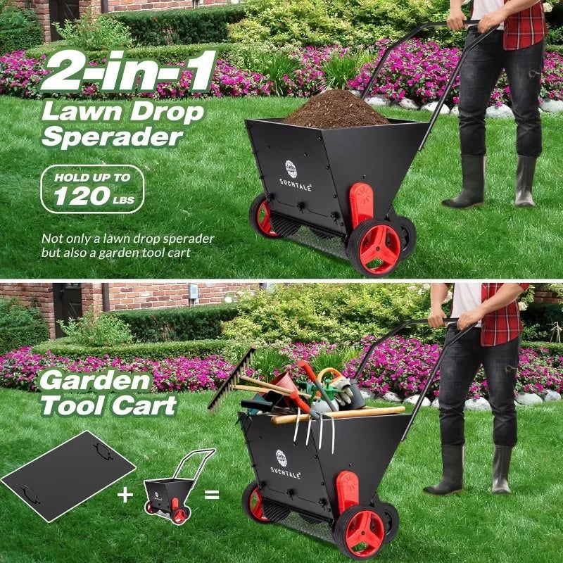 Suchtale Upgrade Lawn Drop Spreader, Topdresser, Compost Spreader, Mini Topper, Peat Moss Top Dresser, Push-Type Fertilizer