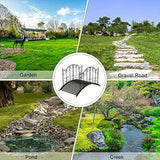 VINGLI Garden Bridge Metal Yard Arch Path Bridge with Patterned Guardrails Ourdoor Decorative Black Iron Foot Bridge for