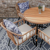 4 Pieces Rattan Wicker Dinning Chairs, Outdoor Indoor Patio Furniture Set with Cushion and Curved Back All Weather Bistro Chair