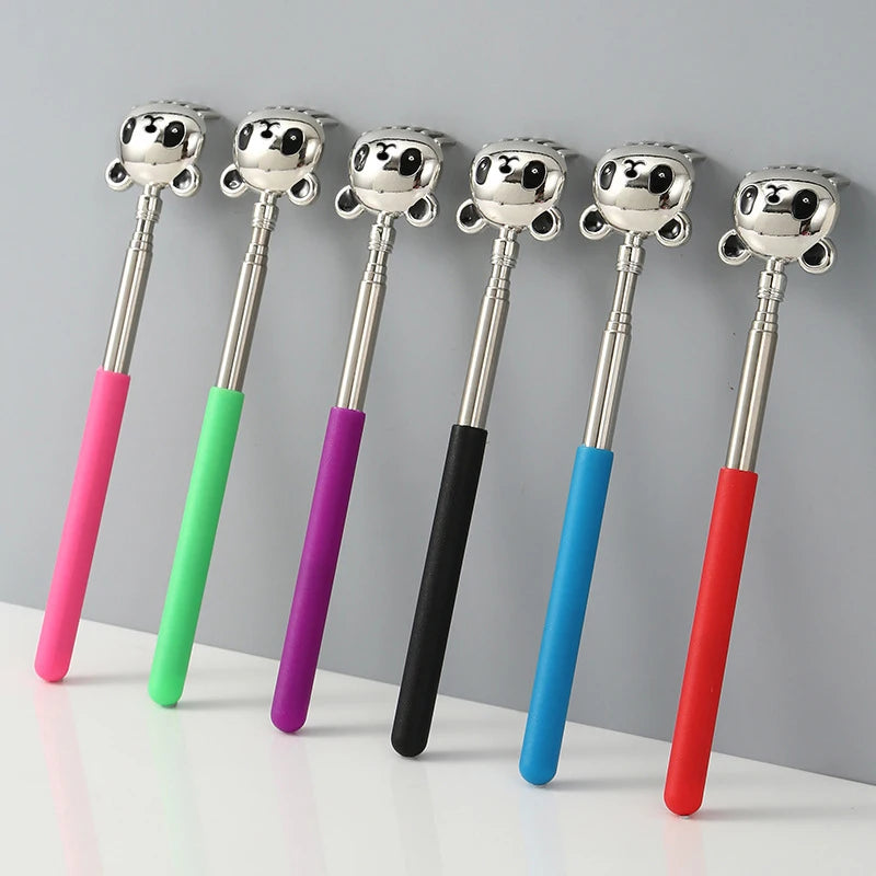 Panda Six Teeth Stainless Steel Back Scratcher Telescopic Back Itching Relief Massager Portable For Old Man Household