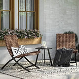 3-Piece Outdoor Folding Adirondack Chairs, Weather Resistant Wicker Patio Bistro Chairs and Coffee Table for Balcony Lawn Porch