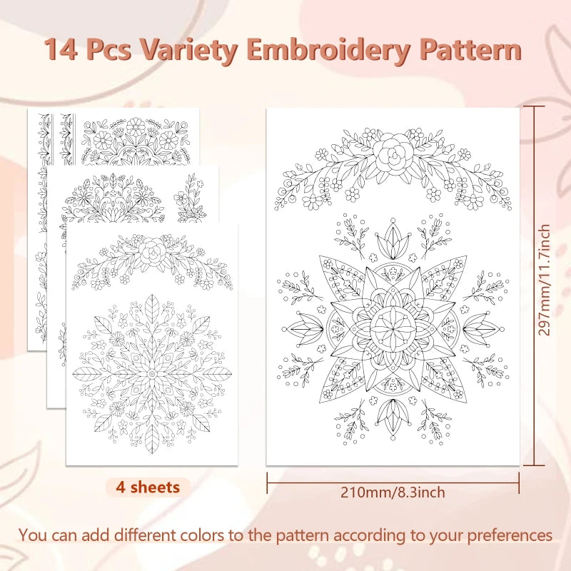 1Set 4Sheets Dragon Water Soluble Embroidery Stabilizer Stars Hand Sewing Stabilizers Self Adhesive Washable Stick and Stitch