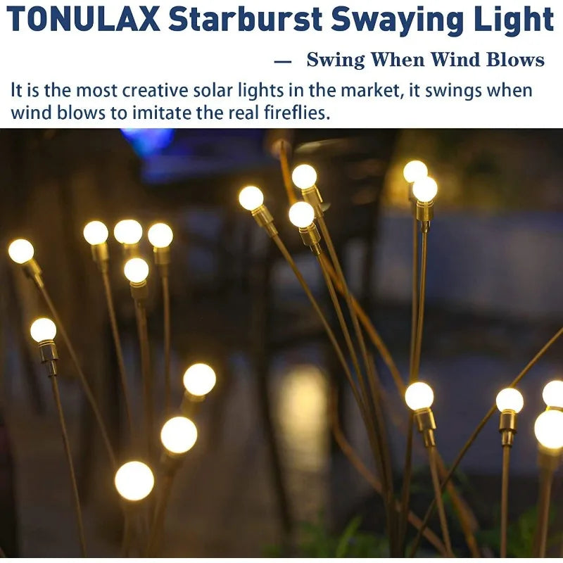 Solar Garden Lights - Upgraded Solar Swaying Light, Sway by Wind, Solar Outdoor Lights, Yard Patio Pathway Decoration