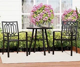 3-Piece Patio Bistro Sets Outdoor Matel Furniture Set with 1 x Table and 2 x Chair for Garden Backyard,Black
