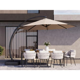 11ft Offset Cantilever Patio Umbrella with Base Included, Large Round Aluminum Outdoor Umbrella, 360° Rotation & Infinite Tilt,