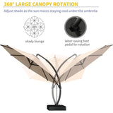 11ft Offset Cantilever Patio Umbrella with Base Included, Large Round Aluminum Outdoor Umbrella, 360° Rotation & Infinite Tilt,