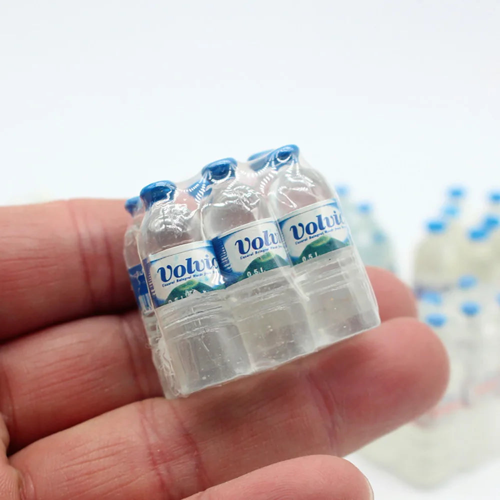 1:12 Dollhouse Miniature Simulation Mineral Water Bottle with Box Drink Model Miniaturas Play Kitchen Doll Supermarket Food Toy