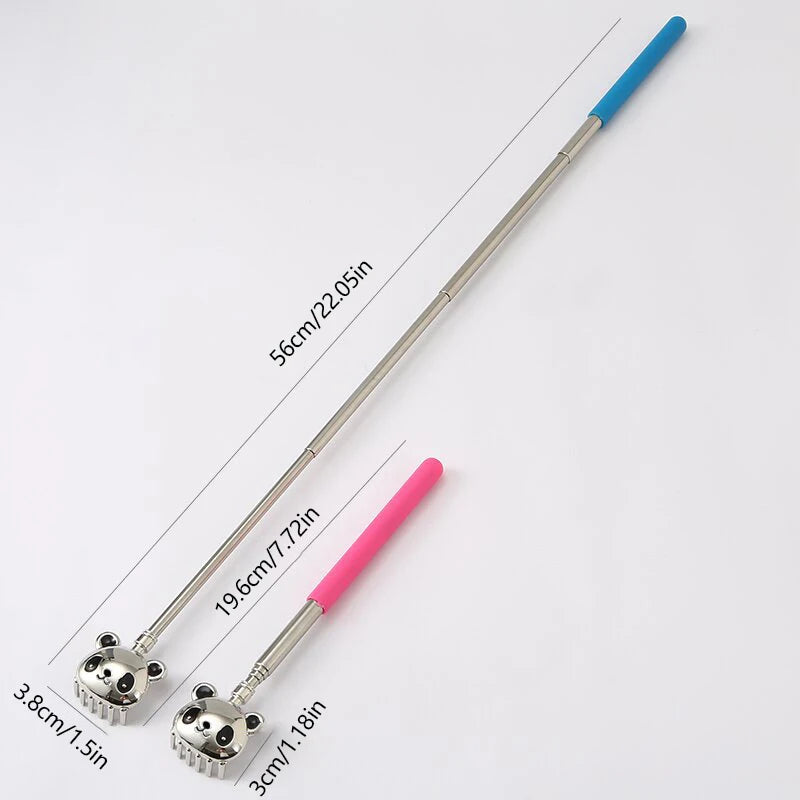 Panda Six Teeth Stainless Steel Back Scratcher Telescopic Back Itching Relief Massager Portable For Old Man Household
