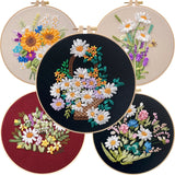 Ribbon Embroidery Stitch Practice Kit Embroidery Kit for Adult Beginners, Include Embroidery Cloth Threads for Craft Lover