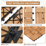 108pcs Hardwood Interlocking Patio Deck Tiles Acacia Waterproof Wood Flooring Tiles for Patio Garden Poolside, 12'' x12''