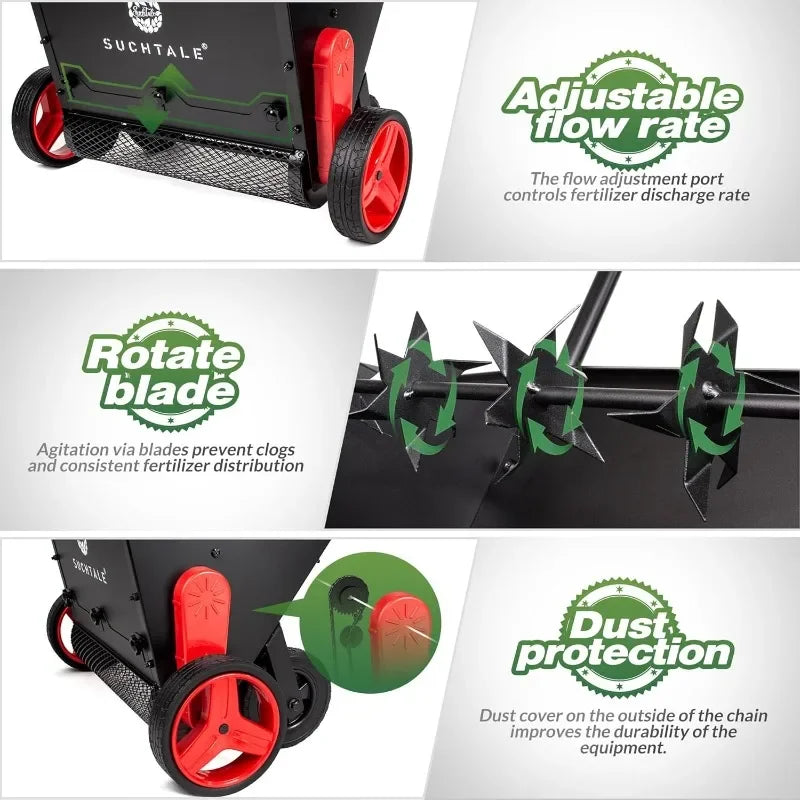 Suchtale Upgrade Lawn Drop Spreader, Topdresser, Compost Spreader, Mini Topper, Peat Moss Top Dresser, Push-Type Fertilizer