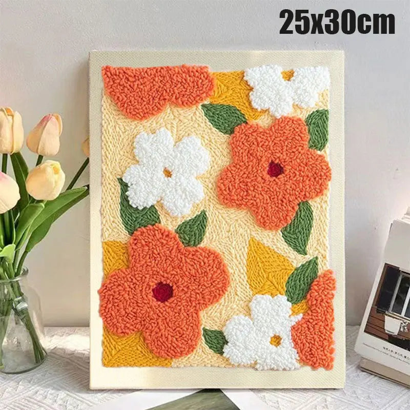Punch Needles Embroidery Package Kit Beginner Flower Yarn Magic Needle For Embroidery Set Home Decor Needle Art Craft Kit Gift