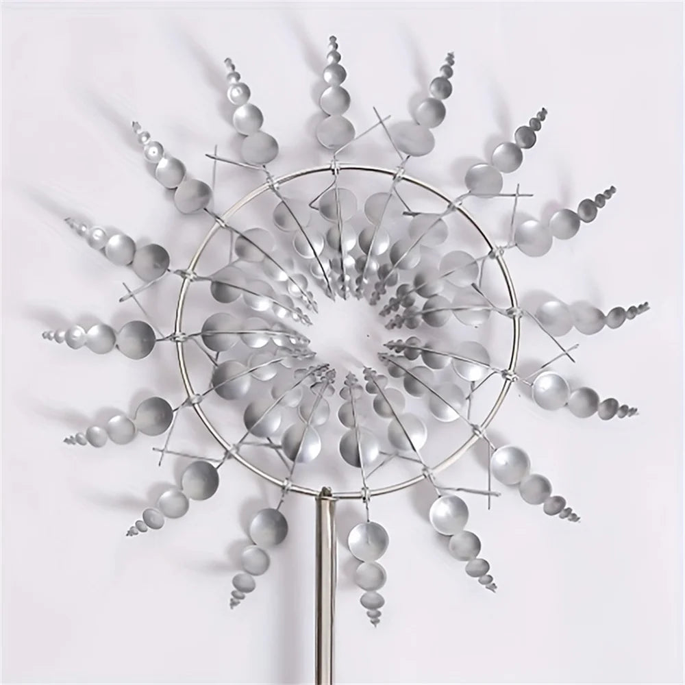 1pc Magical 3D Metal Outdoor Windmill Spinners Unique Metal Kinetic Wind Sculptures  Wind Catchers Lawn Patio Yard Garden Decor