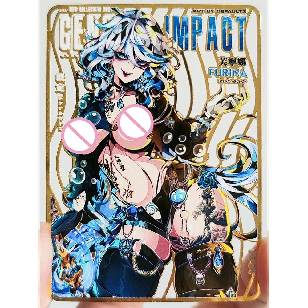 28PC/Set Anime Goddess Story DIY ACG Tsunade Albedo Kurumi Sexy Metal Card Collectible Cards Boys Play Toys Birthday Gifts