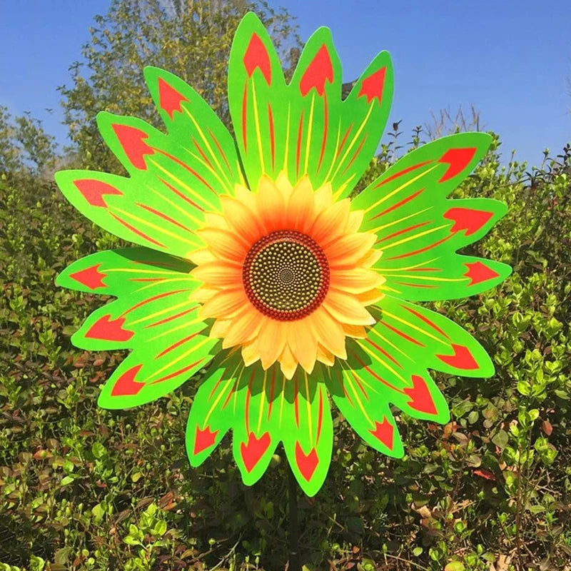 Sunflower Windmill Rotating Sunflower Wind Spinner Stake Standing Lawn Flower Pinwheel Outdoor Party Garden Yard Picnic Decor