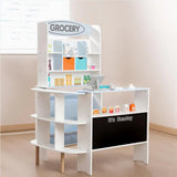 Toy Grocery Store, Toddler Grocery Store Playset Wooden Pretend Play Grocery Store Supermarket with Checkout Counter Snack Model