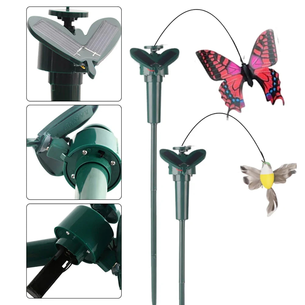 Solar Powered Flying Wobble Solar Flying Butterfly Decor Cute Animal Butterfly Bird Garden Stake Yard Outdoor Lawn Decor