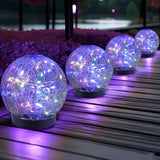 Solar Globe Lights Outdoor Waterproof-Solar Balls Garden-Cracked Glass Ball Solar Lights Outdoor-Solar Orbs Outside-Outdoor