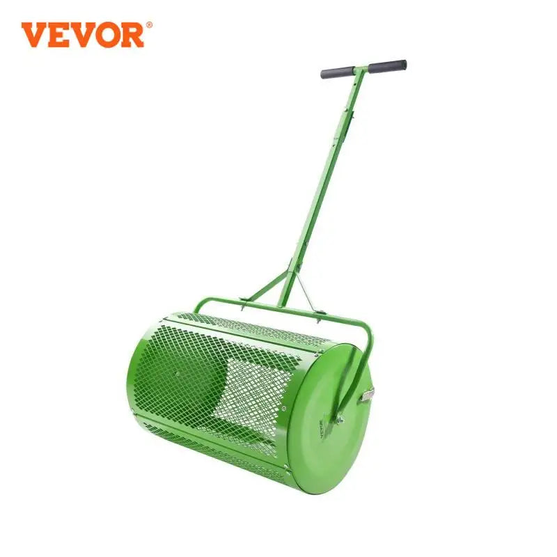 VEVOR Compost Spreader and Peat Moss Spreader 24 in Push/Tow-Behind Roller Lawn Spreader with Height Adjustable T Shaped Handle