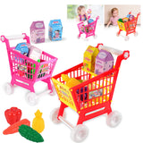 21 Pieces Grocery Store Cart Toys Interactive Play Set with Pretend Food Accessories for Children Kids for Food Fruit Vegetables