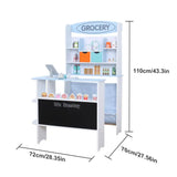 Toy Grocery Store, Toddler Grocery Store Playset Wooden Pretend Play Grocery Store Supermarket with Checkout Counter Snack Model