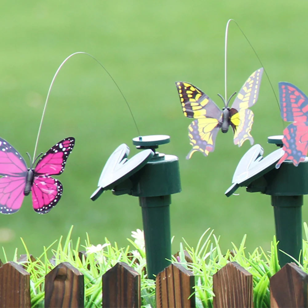 Solar Powered Flying Wobble Solar Flying Bird Butterfly Artificial Fake Hummingbird Dancing Fluttering Butterflies Garden Decor