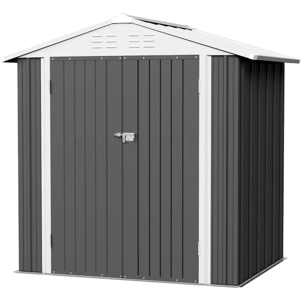 Storage Shed Waterproof Metal Garden Shed with Lockable Door Utility Tool Shed Outdoor Storage for Backyard, Patio and Lawn (6