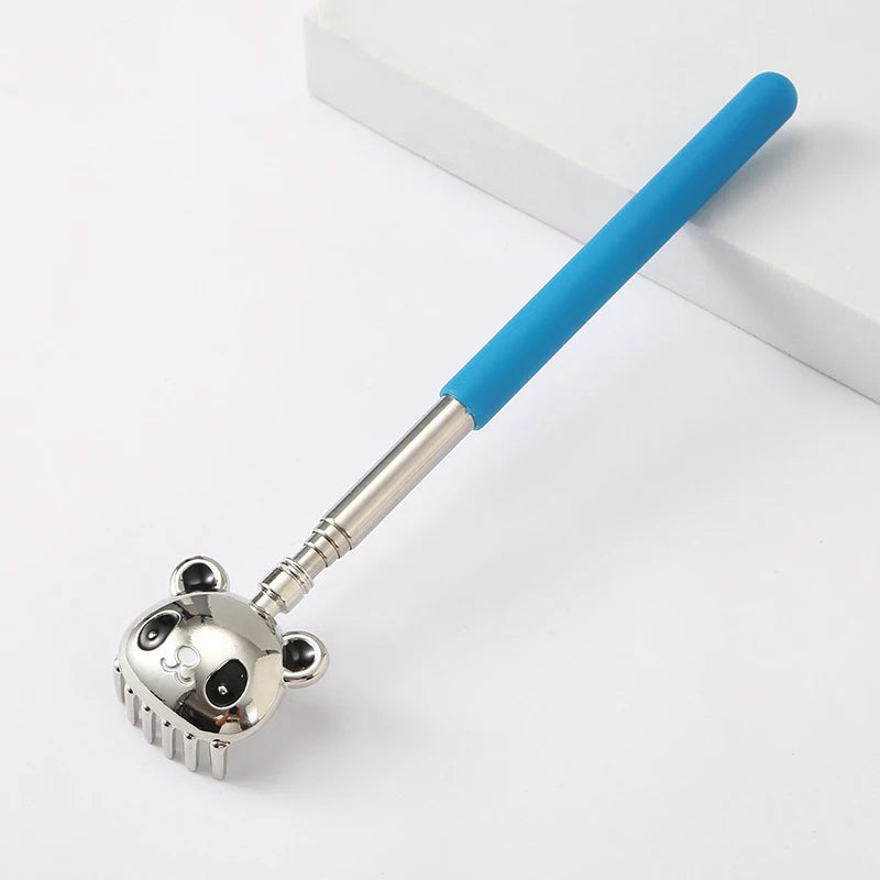 Panda Six Teeth Stainless Steel Back Scratcher Telescopic Back Itching Relief Massager Portable For Old Man Household