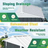 Storage Shed Waterproof Metal Garden Shed with Lockable Door Utility Tool Shed Outdoor Storage for Backyard, Patio and Lawn (6