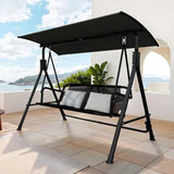 3-Seater Patio Swing with Adjustable Canopy, Weather-Resistant, Black