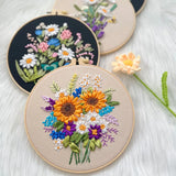 Ribbon Embroidery Stitch Practice Kit Embroidery Kit for Adult Beginners, Include Embroidery Cloth Threads for Craft Lover